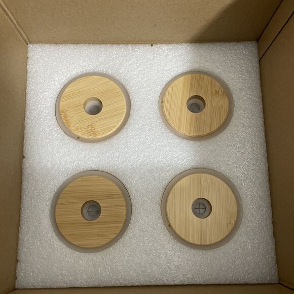 4-Piece Eco-Friendly Glasses Set with Bamboo Lids & Glass Straws 16oz Can Shaped - Picture 3 of 5